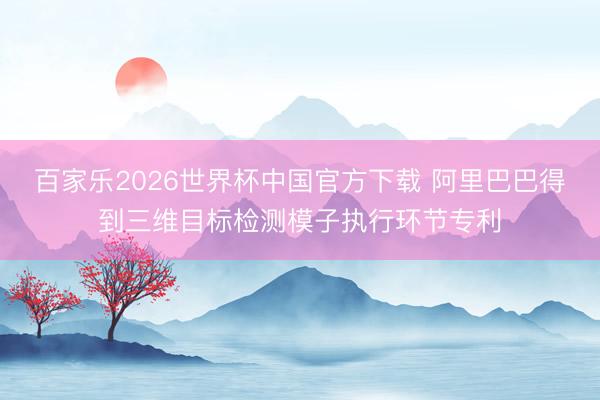 百家乐2026世界杯中国官方下载 阿里巴巴得到三维目标检测模子执行环节专利
