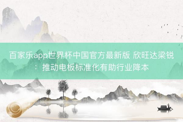 百家乐app世界杯中国官方最新版 欣旺达梁锐：推动电板标准化有助行业降本